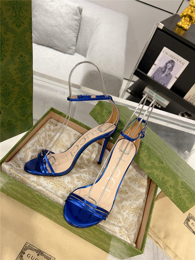 Gvc*1 gg metallic blue strappy heel sandals