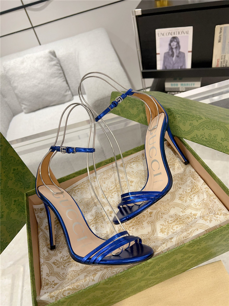 Gvc*1 gg metallic blue strappy heel sandals