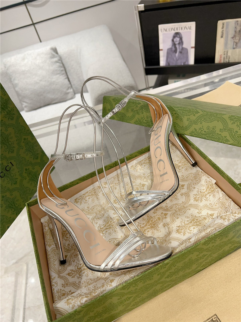 Gvc*1 gg metallic silver strappy heel sandals