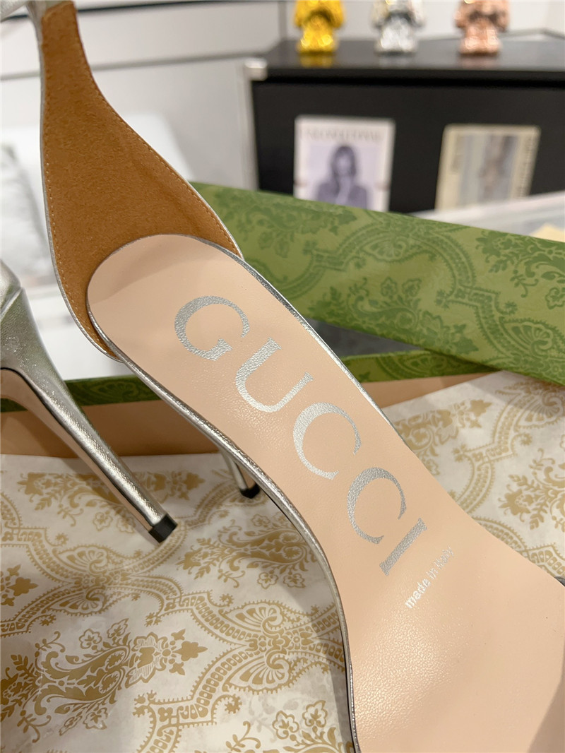 Gvc*1 gg metallic silver strappy heel sandals