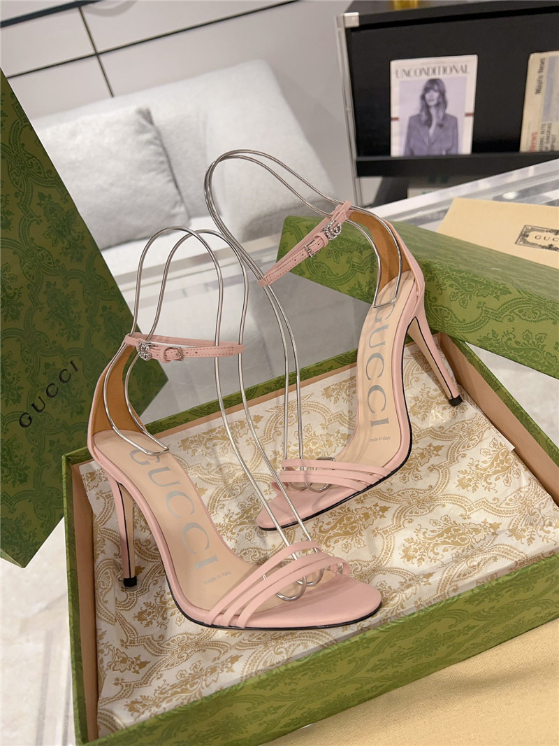 Gvc*1 gg pink metallic strappy heel sandals