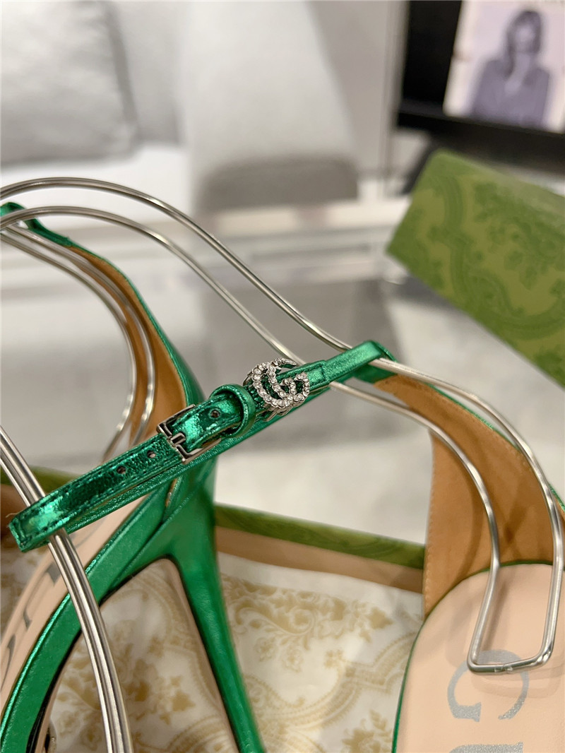 Gvc*1 gg green metallic strappy heel sandals