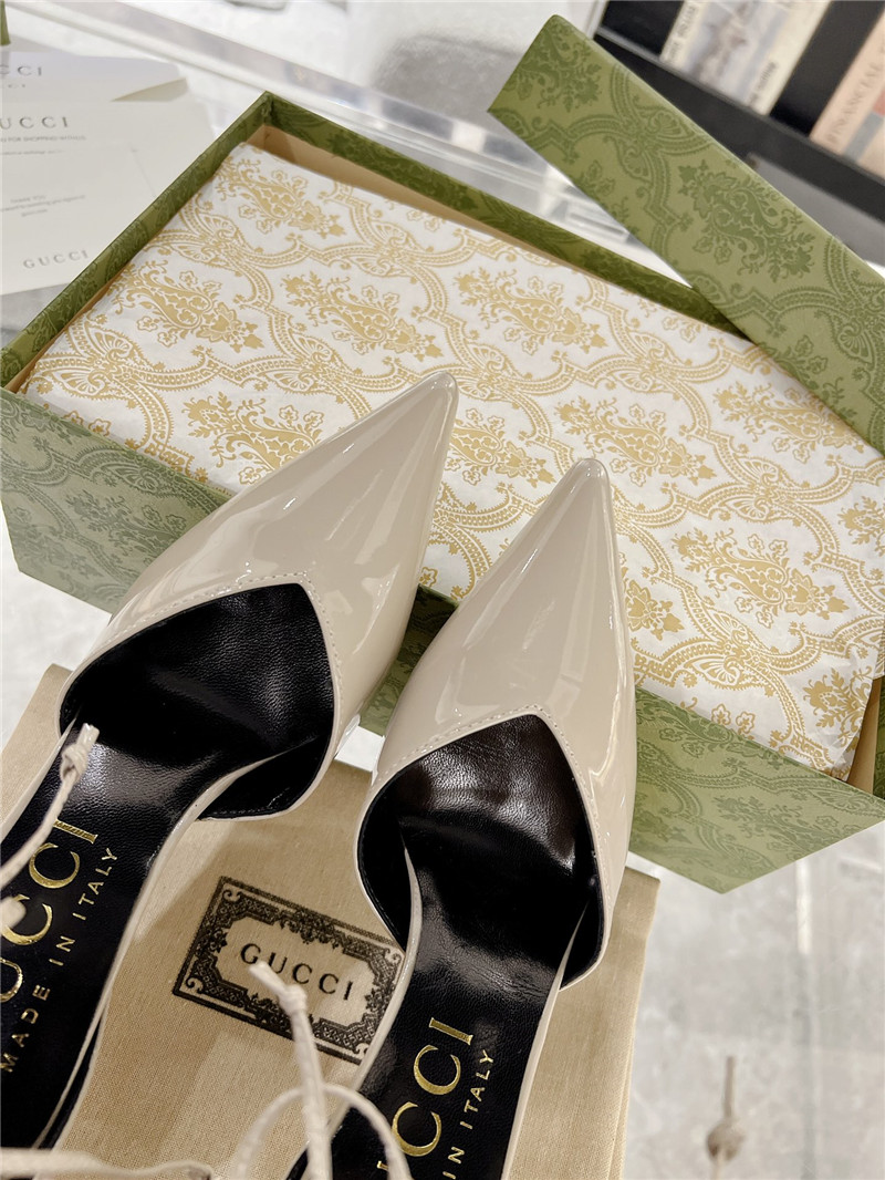 Gvc*1 grey patent leather ankle lace-up heel pumps