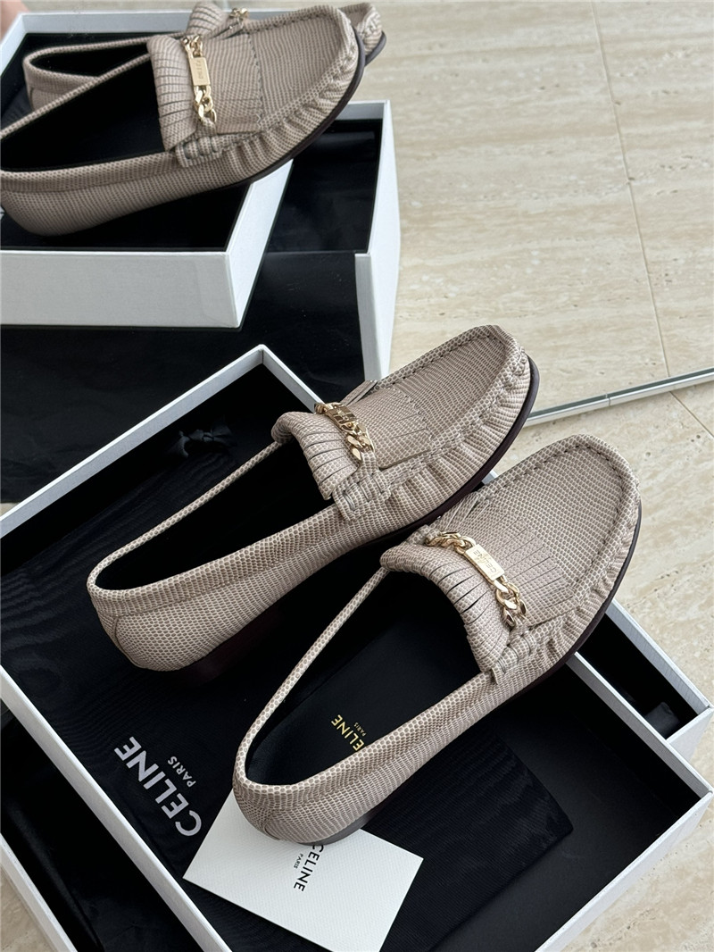 Ce1i*e luco loafer with fringes in lizard stamped calfskin