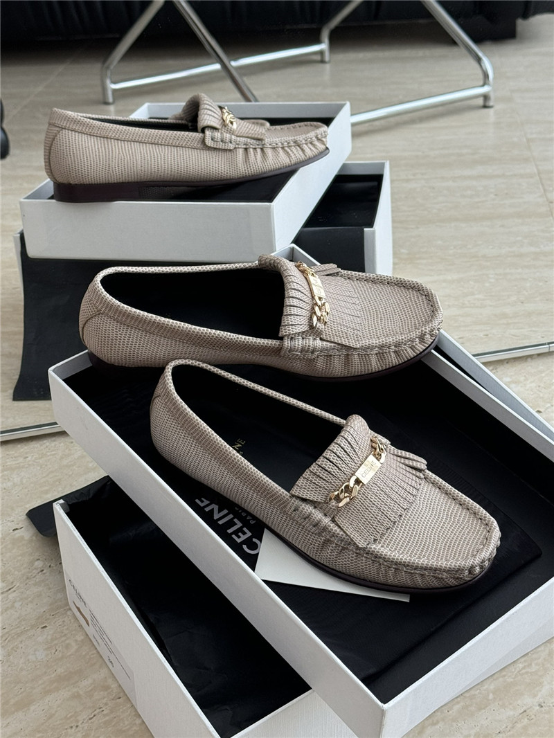 Ce1i*e luco loafer with fringes in lizard stamped calfskin