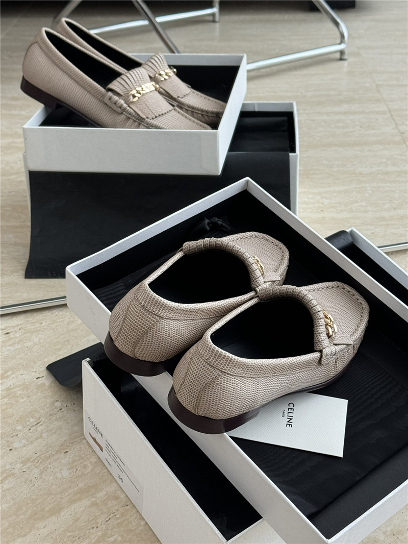 Ce1i*e luco loafer with fringes in lizard stamped calfskin