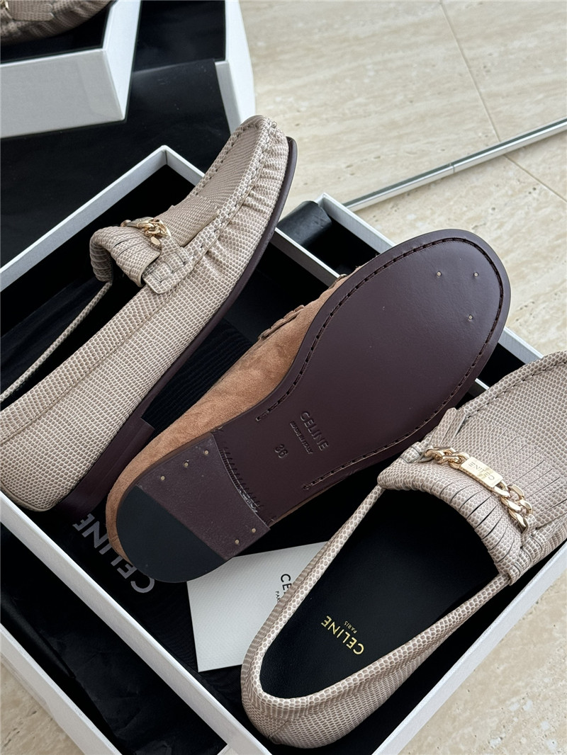 Ce1i*e luco loafer with fringes in lizard stamped calfskin