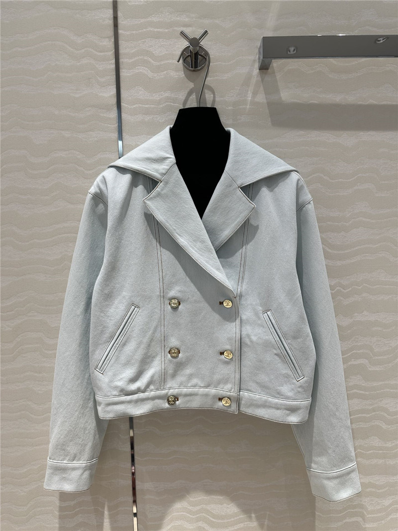 Ch**el navy collar denim jacket replica clothing sites
