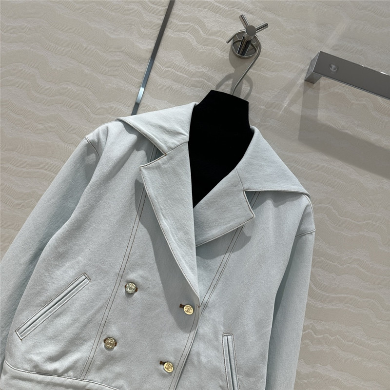 Ch**el navy collar denim jacket replica clothing sites