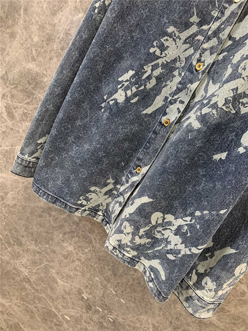 l0vis Vvtt0n lv lettering long-sleeved denim shirt replicas clothes