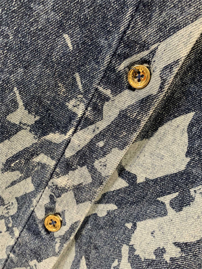 l0vis Vvtt0n lv lettering long-sleeved denim shirt replicas clothes