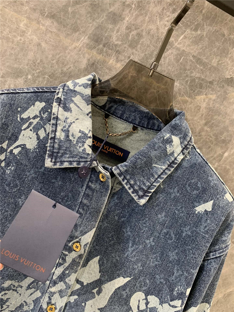 l0vis Vvtt0n lv lettering long-sleeved denim shirt replicas clothes