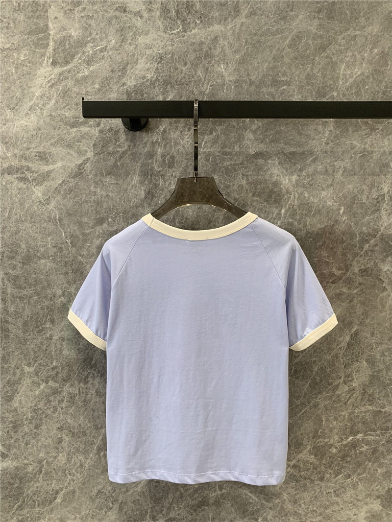 Ce1i*e cream blue round neck short sleeve t-shirt replica clothes