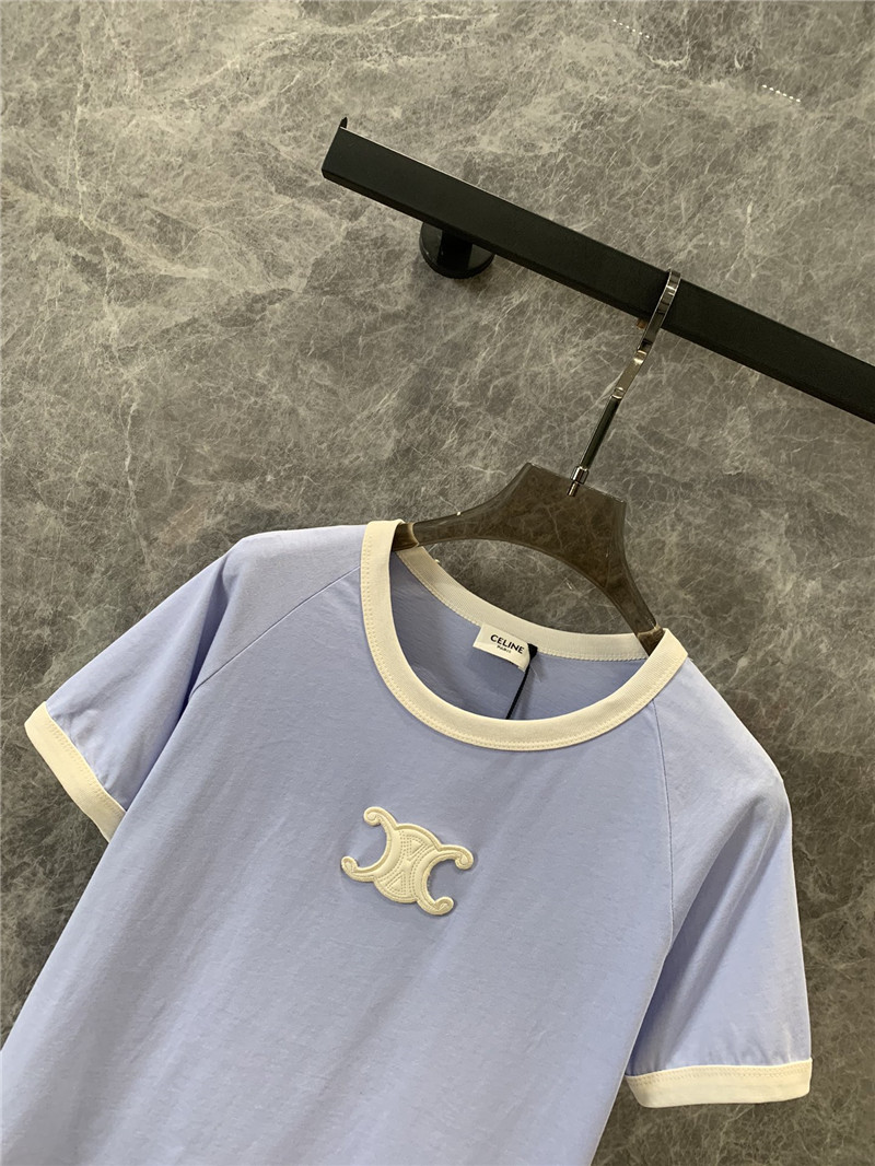 Ce1i*e cream blue round neck short sleeve t-shirt replica clothes