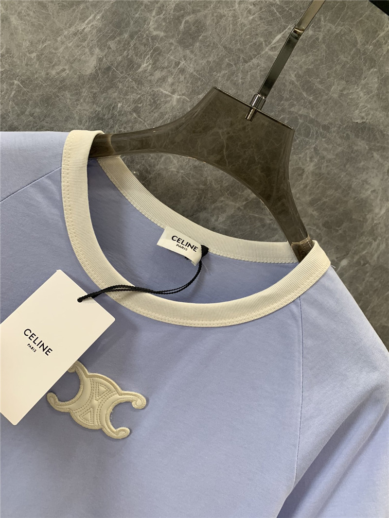 Ce1i*e cream blue round neck short sleeve t-shirt replica clothes