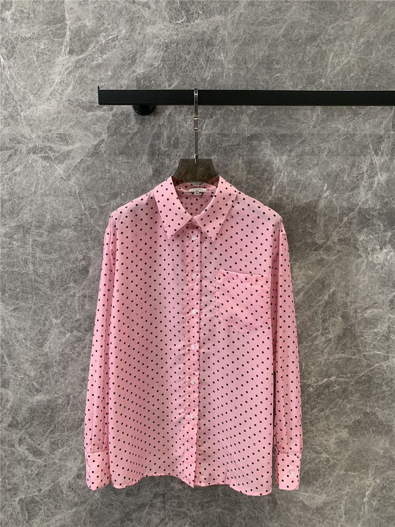 Ch**el holiday style polka dot long sleeve shirt