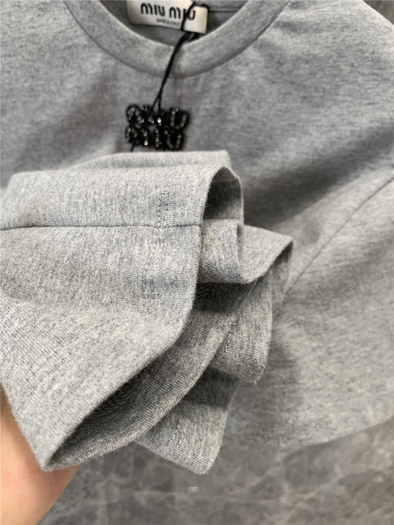 M1um1u beaded letter short-sleeved t-shirt replica clothes