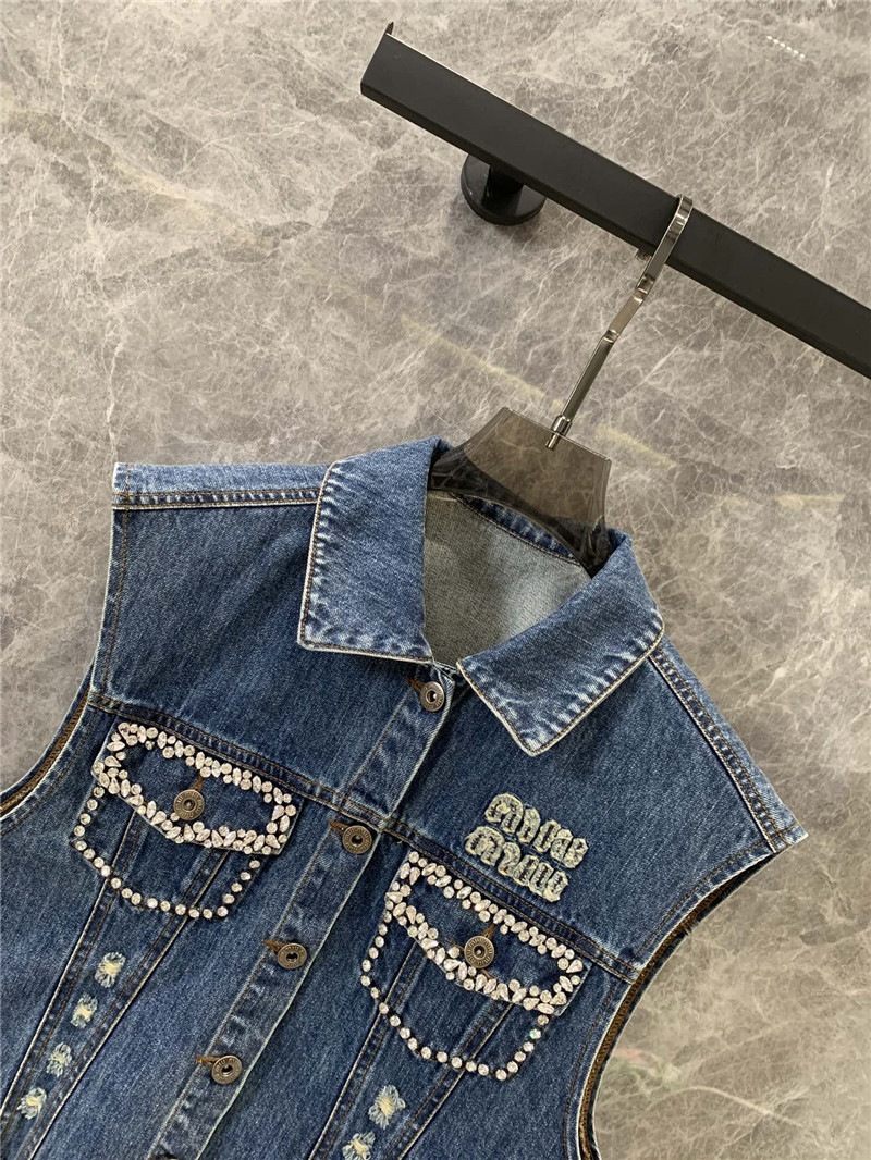 M1um1u lapel denim vest replica d&g clothing