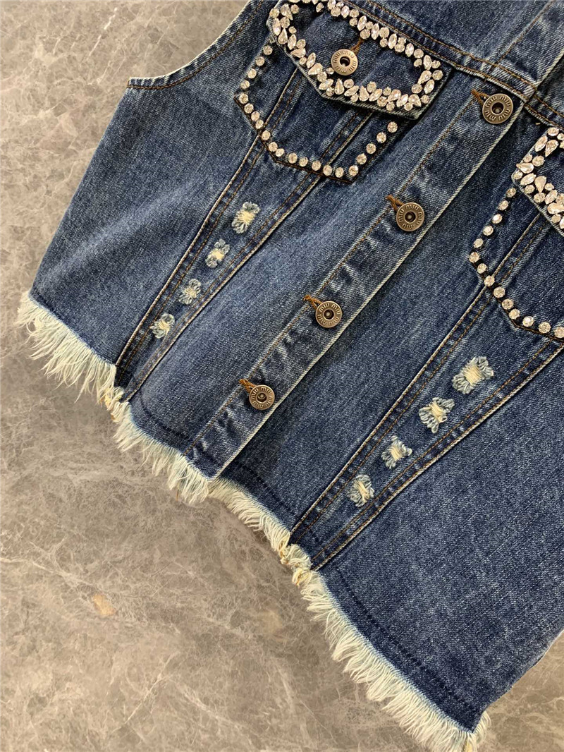M1um1u lapel denim vest replica d&g clothing