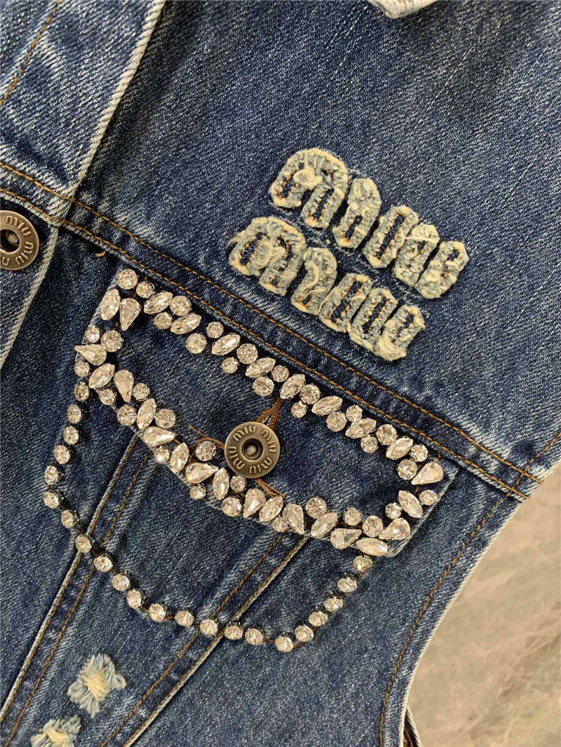 M1um1u lapel denim vest replica d&g clothing