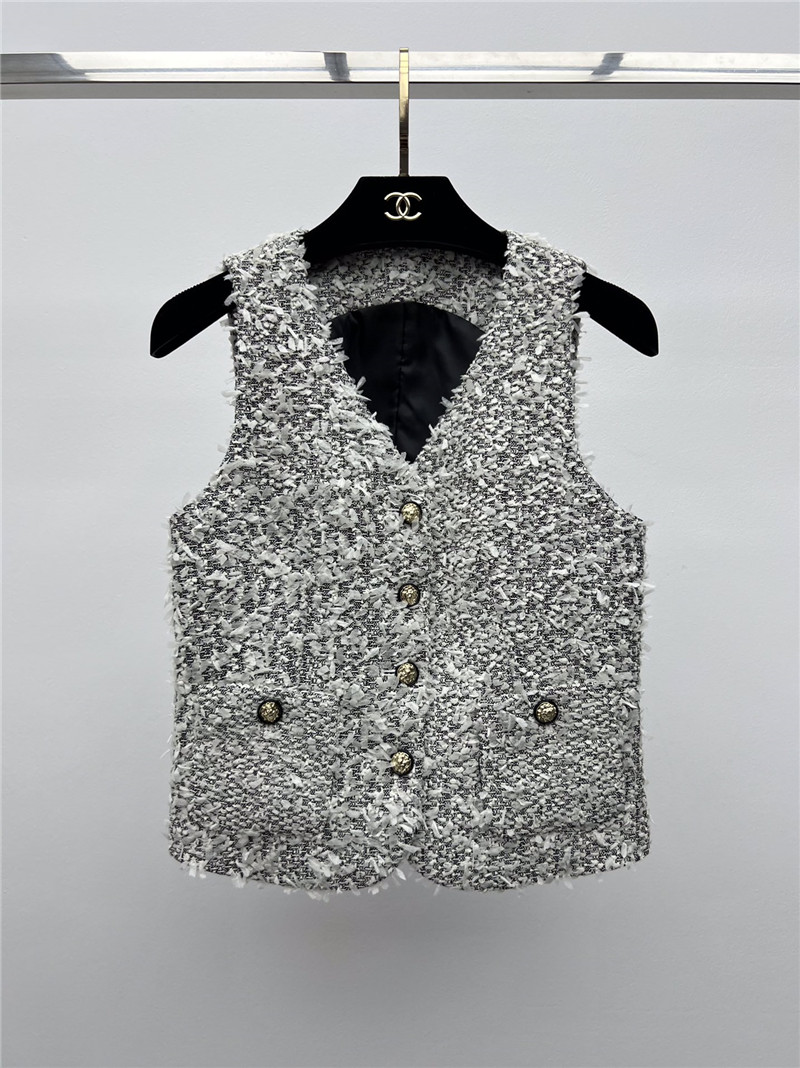 Ch**el grey v-neck tweed vest