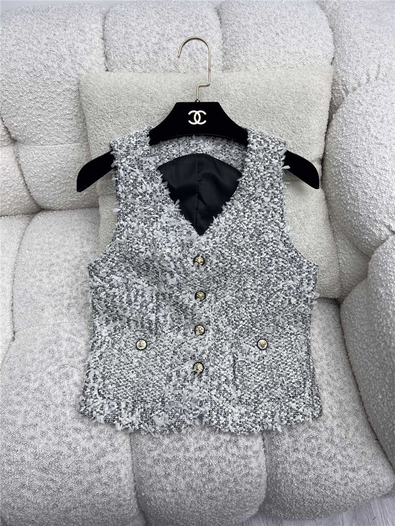 Ch**el grey v-neck tweed vest