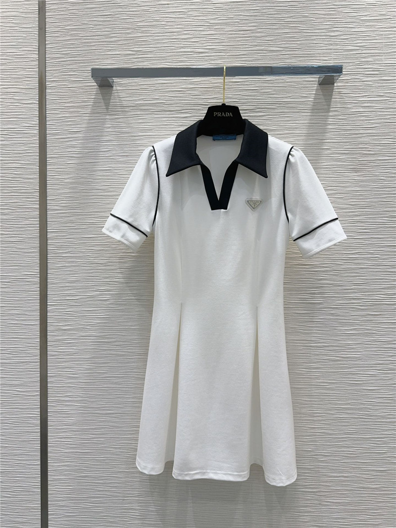 Pra*a open collar polo dress replica designer clothes