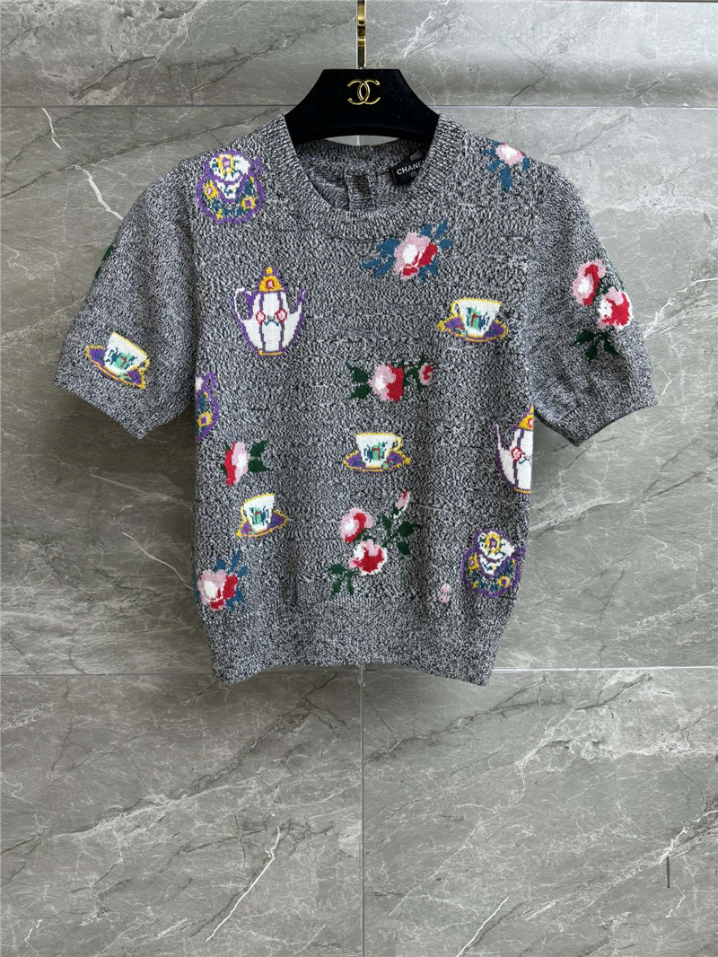 Ch**el teapot floral short sleeve replica d&g clothing
