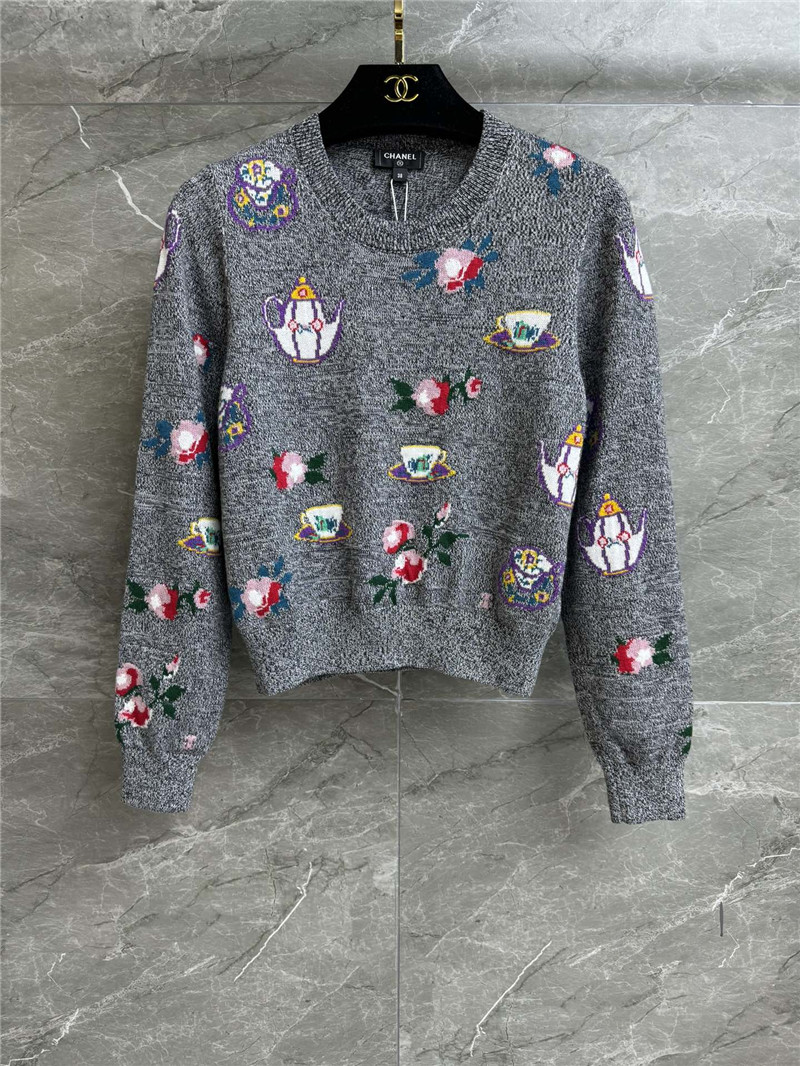 Ch**el teapot floral sweater replica clothing sites