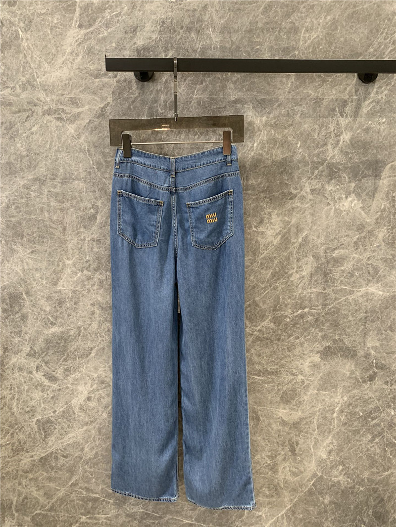 M1um1u blue soft denim trousers replica d&g clothing
