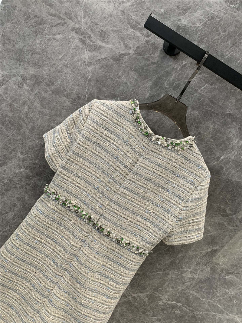 Va1e*ntin0 beaded tweed short sleeve dress replicas clothes