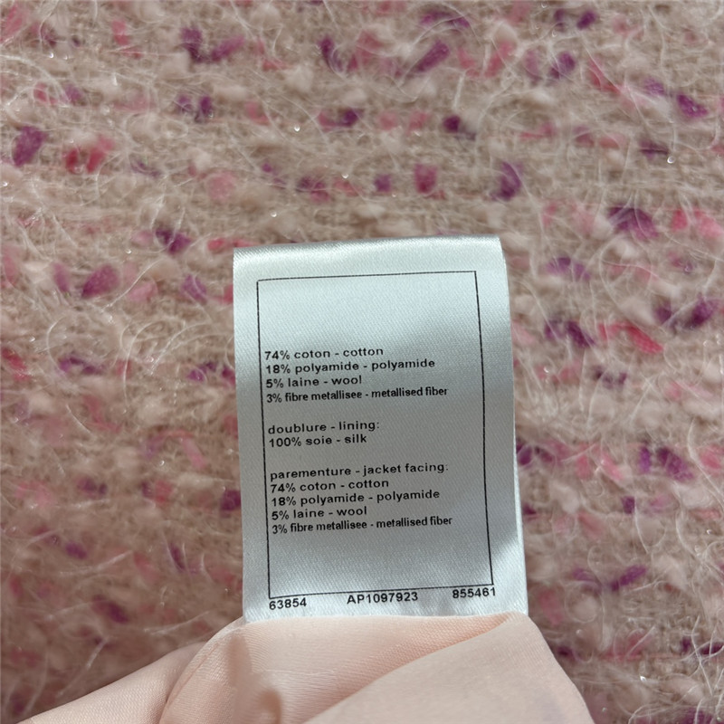 Ch**el pink tweed round neck coat replica designer clothes