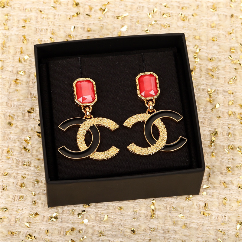 Ch**el enamel and gold relief earrings