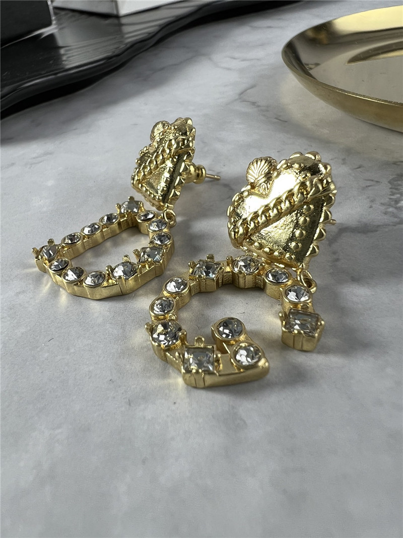dolce & gabbana d&g white D1am0nd letter earrings