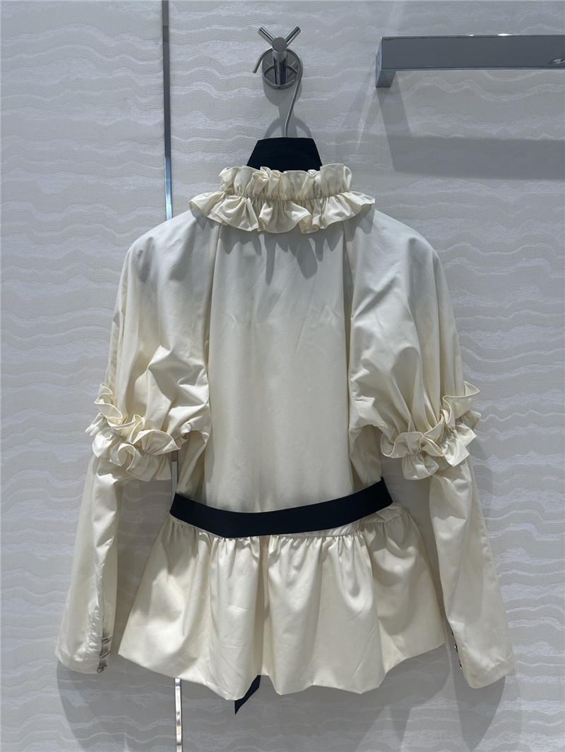 Ch**el stand collar lace collar puff sleeve shirt replica clothes