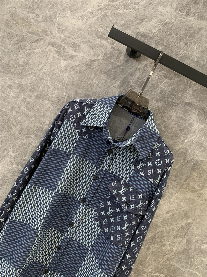 l0vis Vvtt0n lv monogram patchwork denim shirt replica clothes