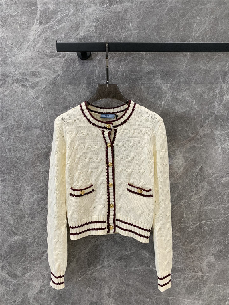 Pra*a crew neck cable cardigan replica d&g clothing