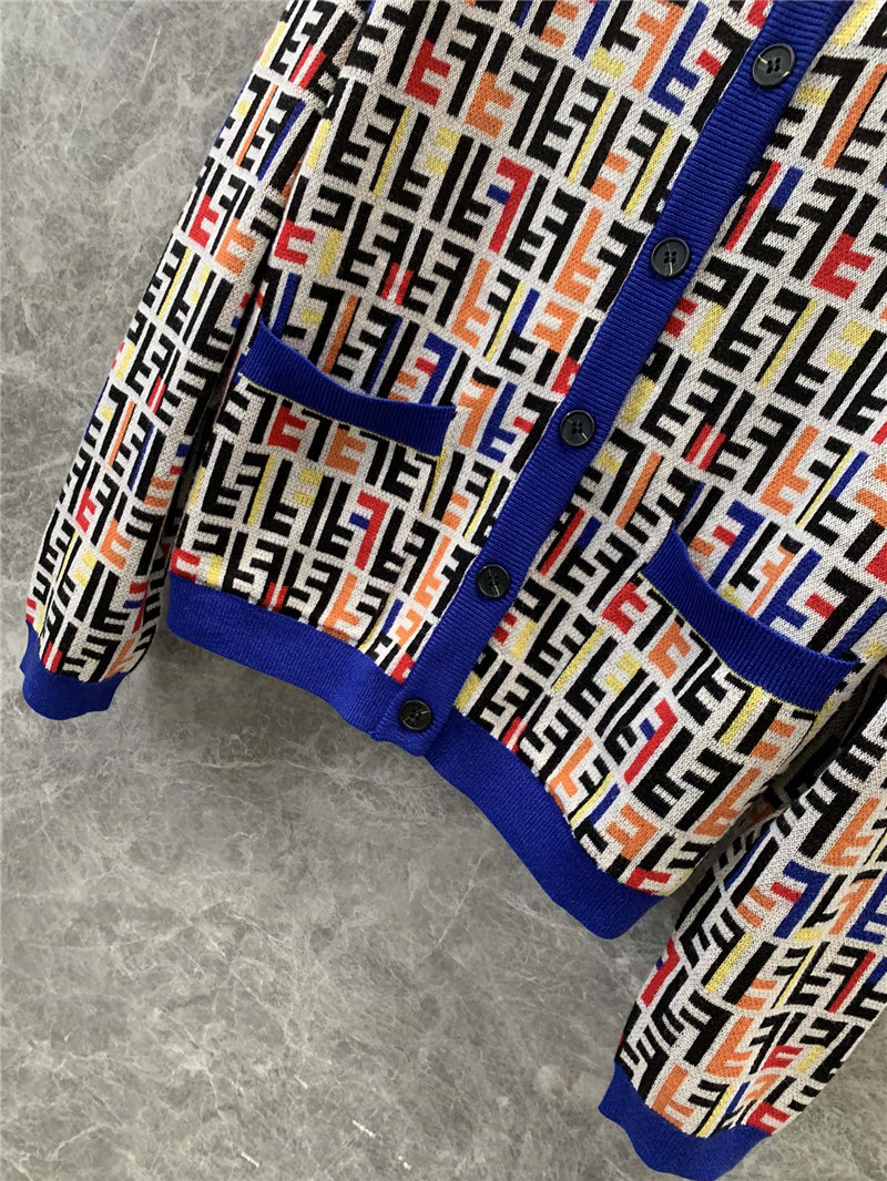 F**di letter knitted round neck cardigan replica clothes