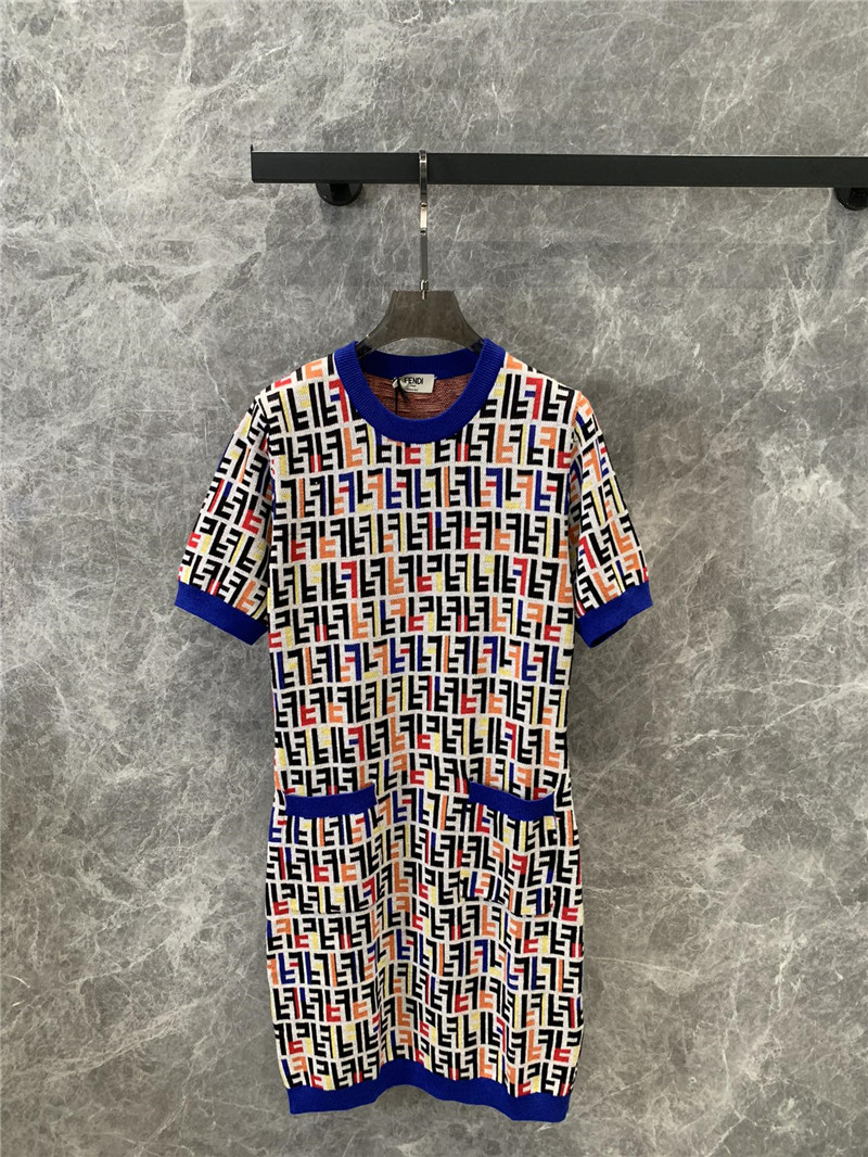 F**di letter knitted short-sleeved dress replica clothing sites