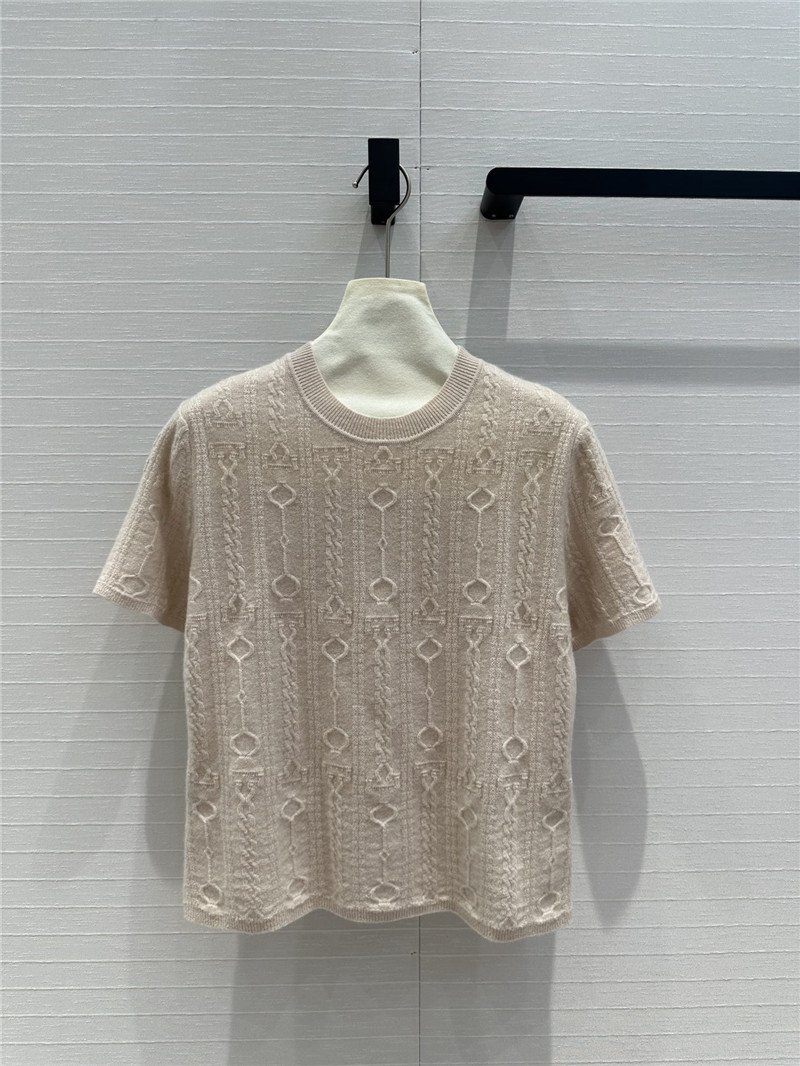 H**me5 brown short sleeve knitted top