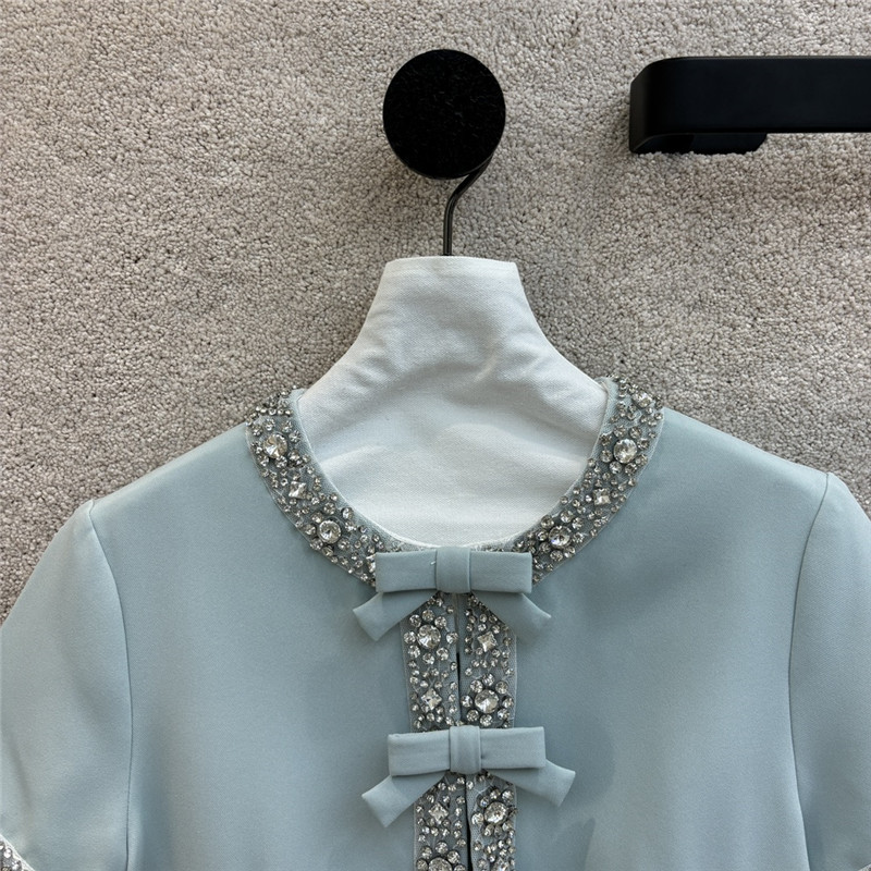 Va1e*ntin0 bow french short sleeve dress replica clothing