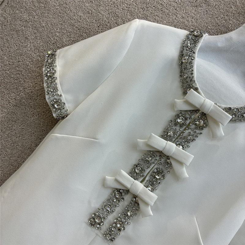 Va1e*ntin0 bow french short sleeve dress replica clothing