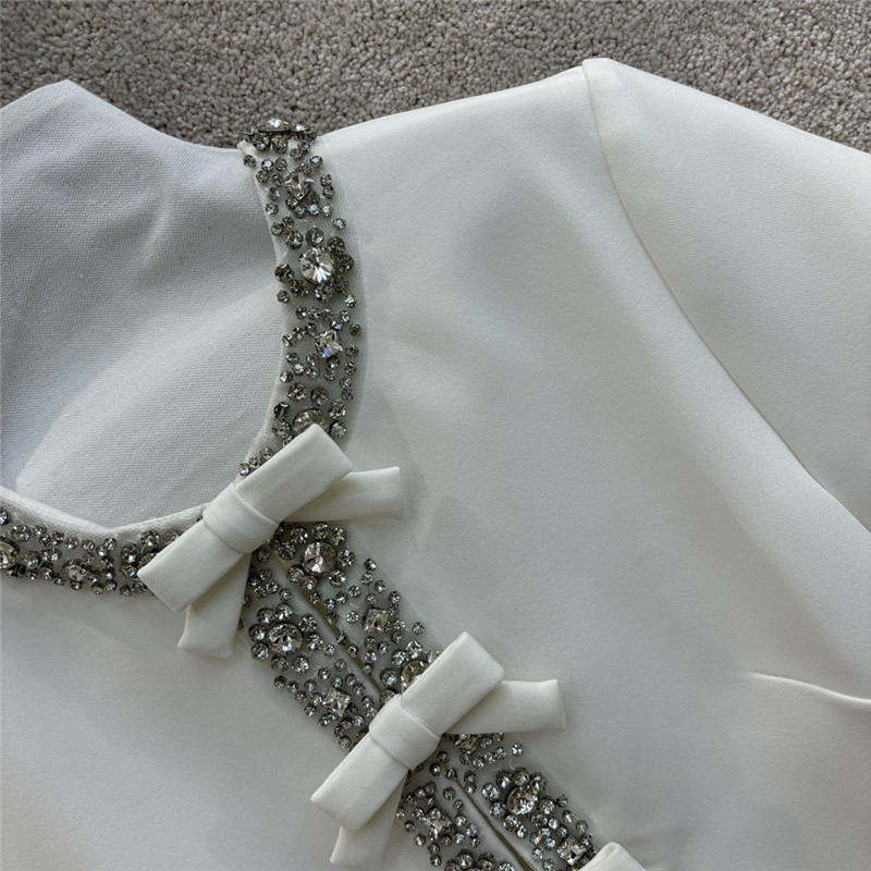 Va1e*ntin0 bow french short sleeve dress replica clothing