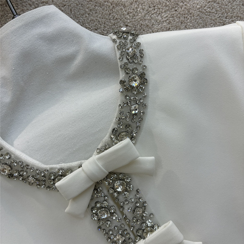 Va1e*ntin0 bow french short sleeve dress replica clothing