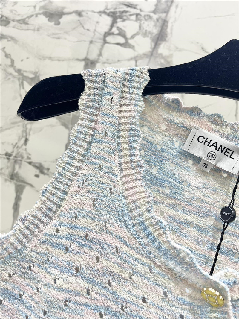 Ch**el colorful yarn lace hollow knitted vest replicas clothes