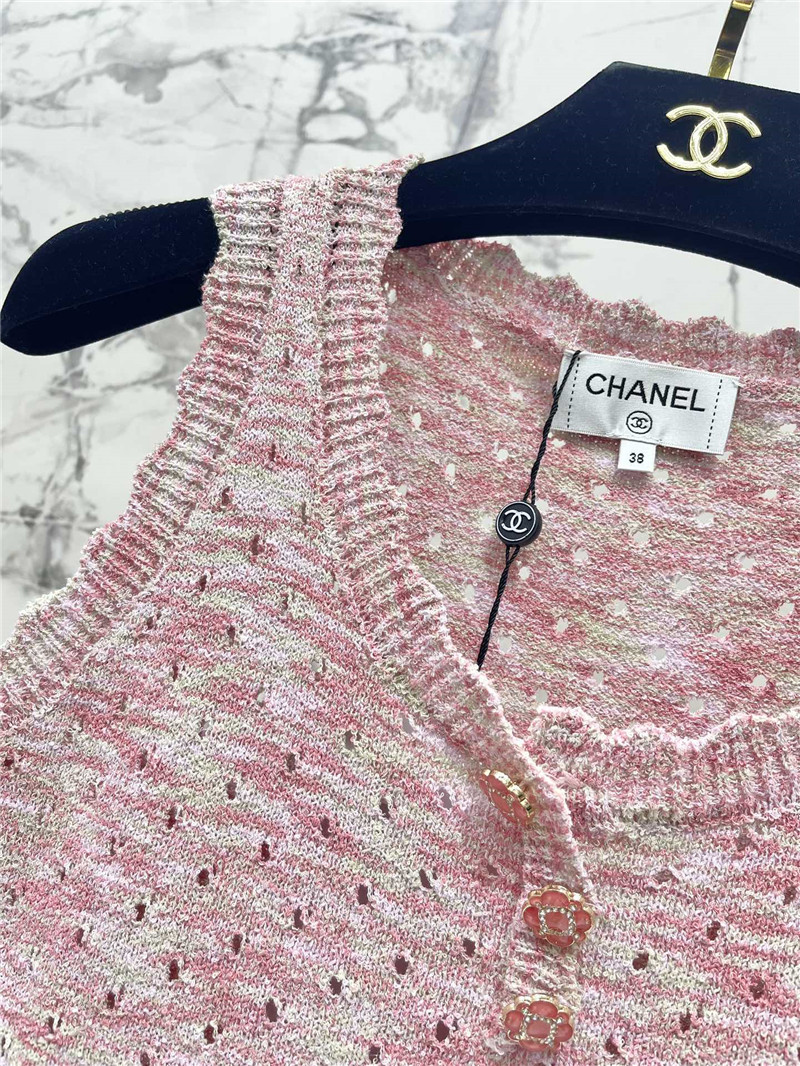 Ch**el colorful yarn lace hollow knitted vest replicas clothes