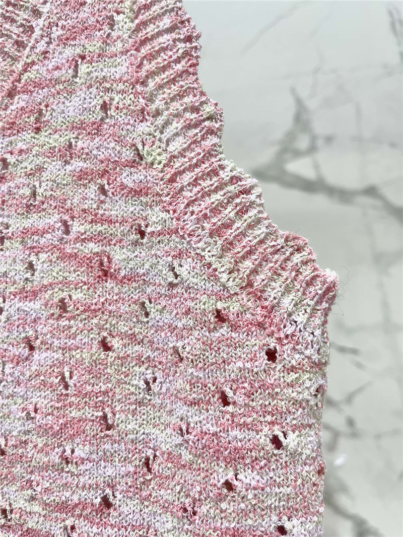 Ch**el colorful yarn lace hollow knitted vest replicas clothes