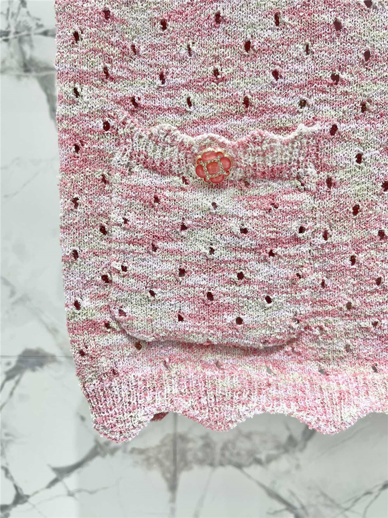 Ch**el colorful yarn lace hollow knitted vest replicas clothes