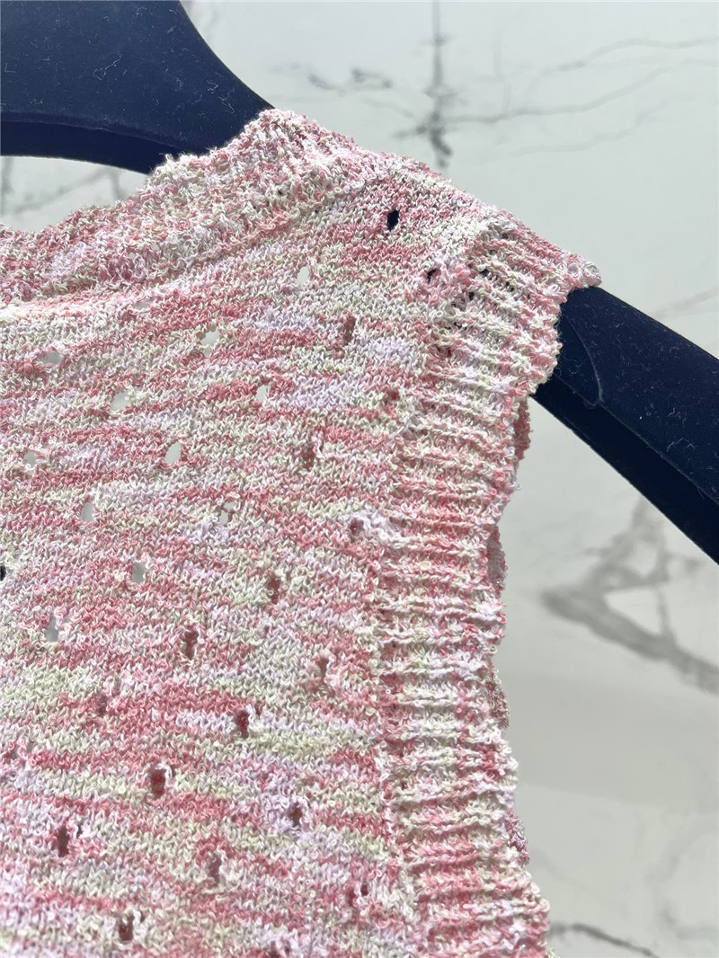 Ch**el colorful yarn lace hollow knitted vest replicas clothes