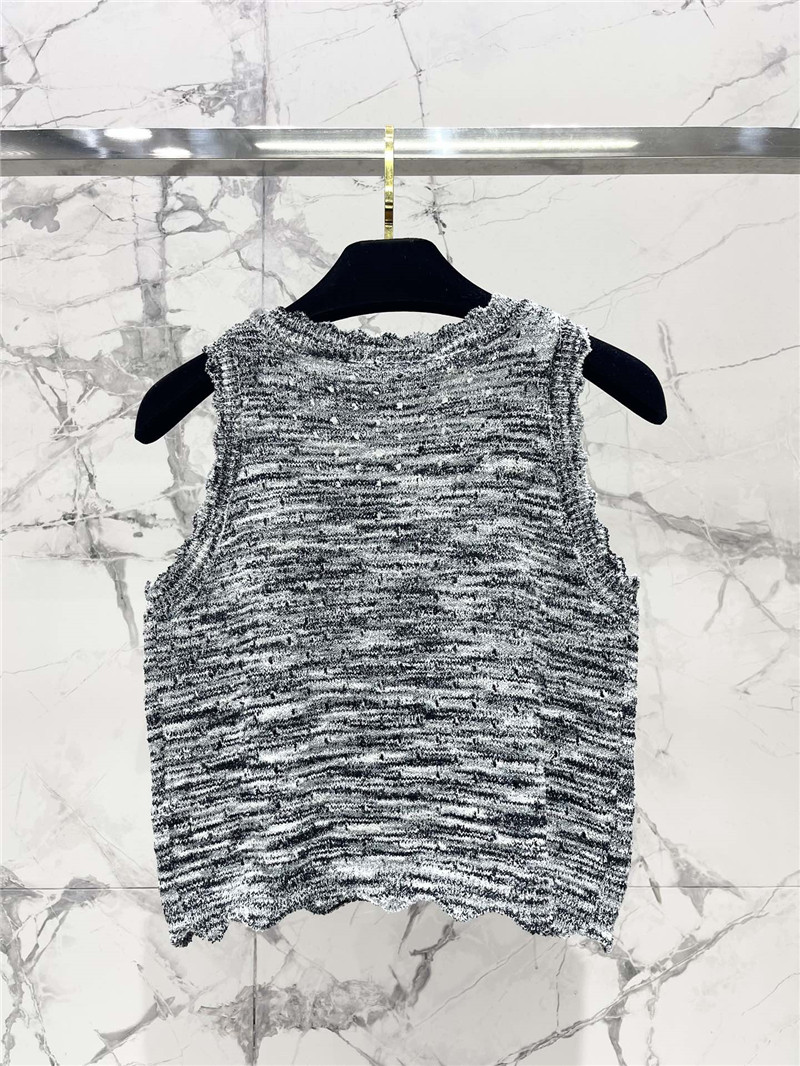 Ch**el colorful yarn lace hollow knitted vest replicas clothes